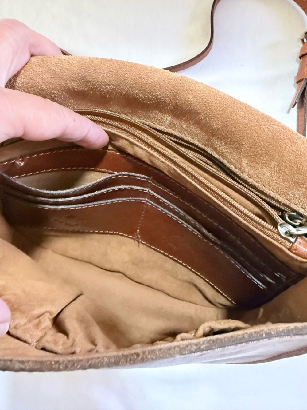 Patricia Nash Brown Tan Leather Crossbody Saddle Bag Style P551333 - Picture 8 of 13